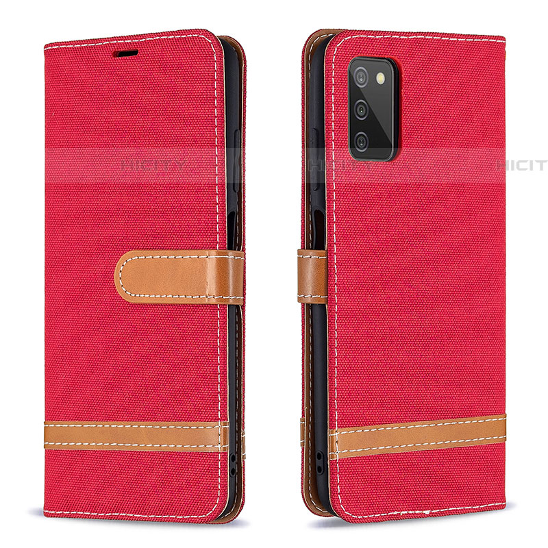 Handytasche Stand Schutzhülle Flip Leder Hülle B02F für Samsung Galaxy A03s Rot