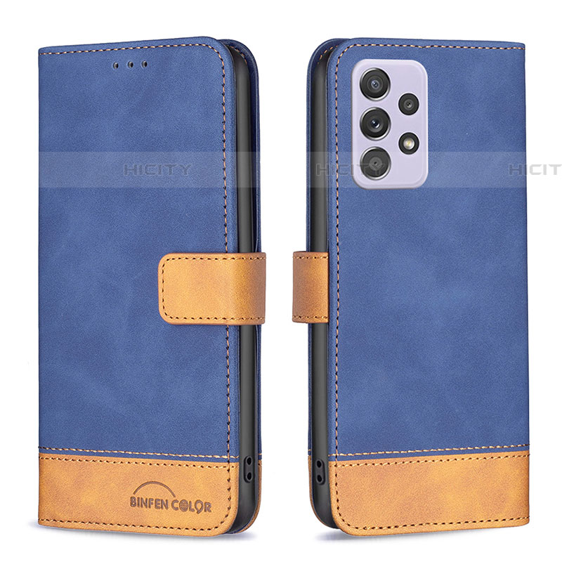 Handytasche Stand Schutzhülle Flip Leder Hülle B02F für Samsung Galaxy A52 4G Blau Plus