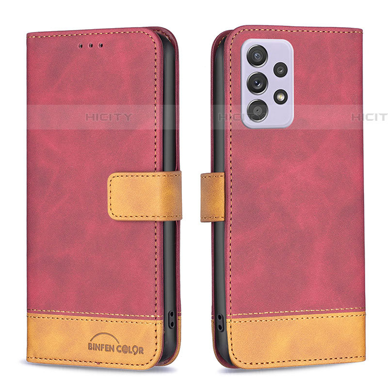 Handytasche Stand Schutzhülle Flip Leder Hülle B02F für Samsung Galaxy A52 4G Rot