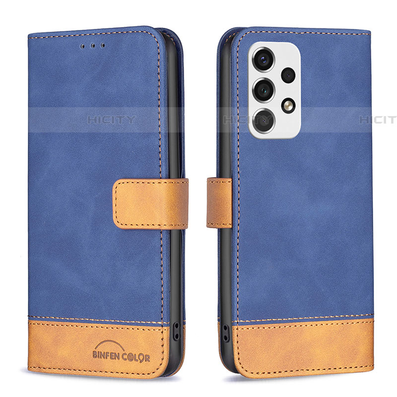 Handytasche Stand Schutzhülle Flip Leder Hülle B02F für Samsung Galaxy A53 5G Blau Plus