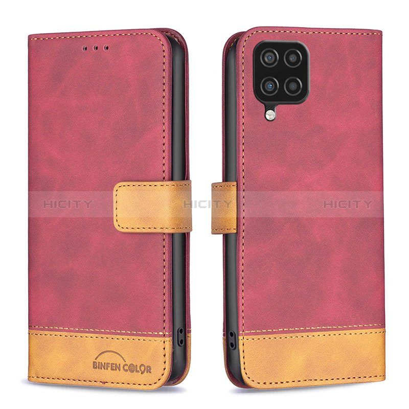 Handytasche Stand Schutzhülle Flip Leder Hülle B02F für Samsung Galaxy F12 Rot Plus