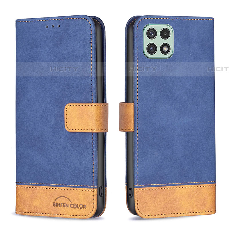 Handytasche Stand Schutzhülle Flip Leder Hülle B02F für Samsung Galaxy F42 5G Blau Plus