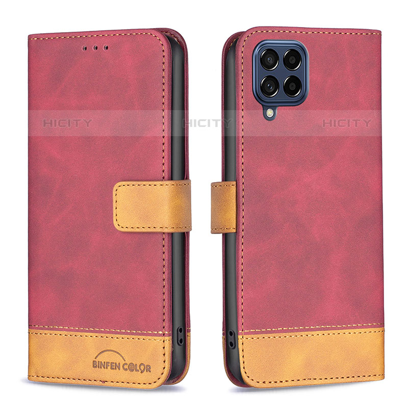 Handytasche Stand Schutzhülle Flip Leder Hülle B02F für Samsung Galaxy M53 5G Rot