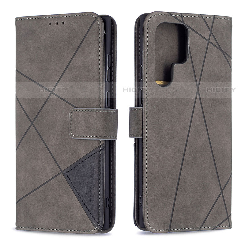 Handytasche Stand Schutzhülle Flip Leder Hülle B02F für Samsung Galaxy S21 Ultra 5G Grau Plus