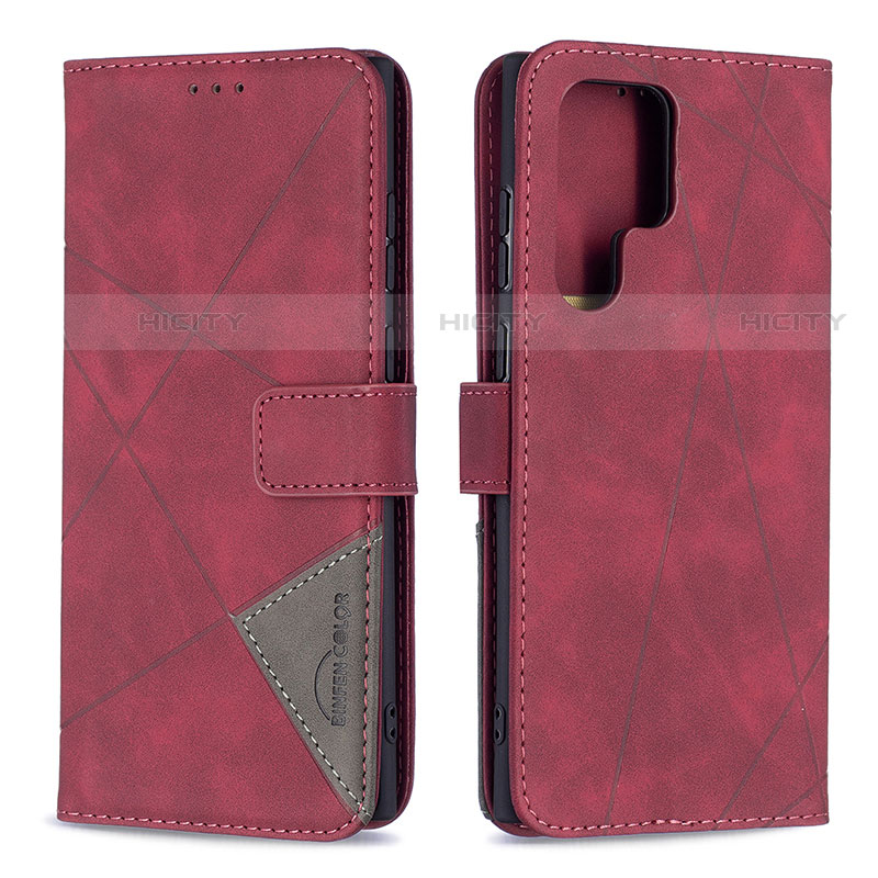 Handytasche Stand Schutzhülle Flip Leder Hülle B02F für Samsung Galaxy S21 Ultra 5G Rot