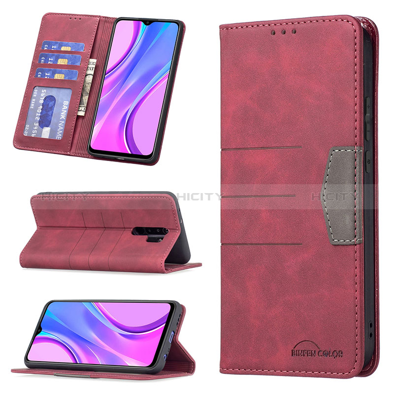 Handytasche Stand Schutzhülle Flip Leder Hülle B02F für Xiaomi Redmi 9 groß