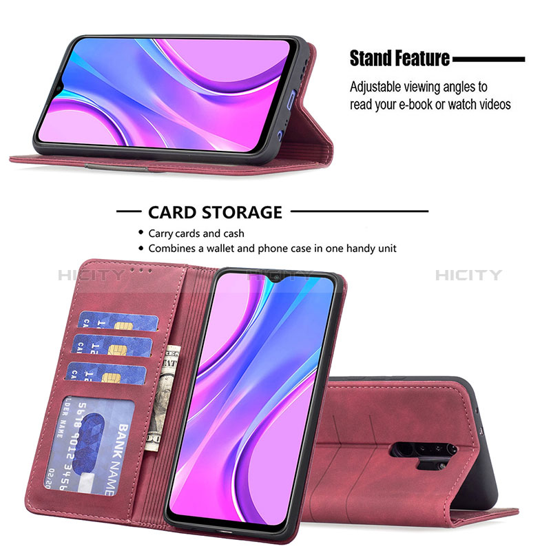 Handytasche Stand Schutzhülle Flip Leder Hülle B02F für Xiaomi Redmi 9 groß