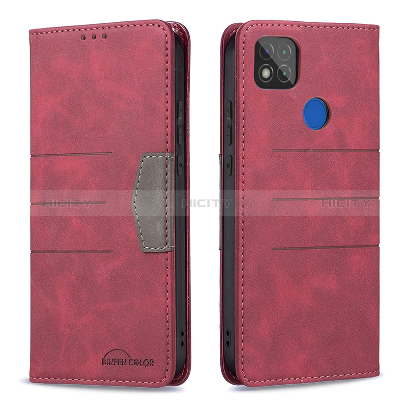 Handytasche Stand Schutzhülle Flip Leder Hülle B02F für Xiaomi Redmi 9 Activ Rot