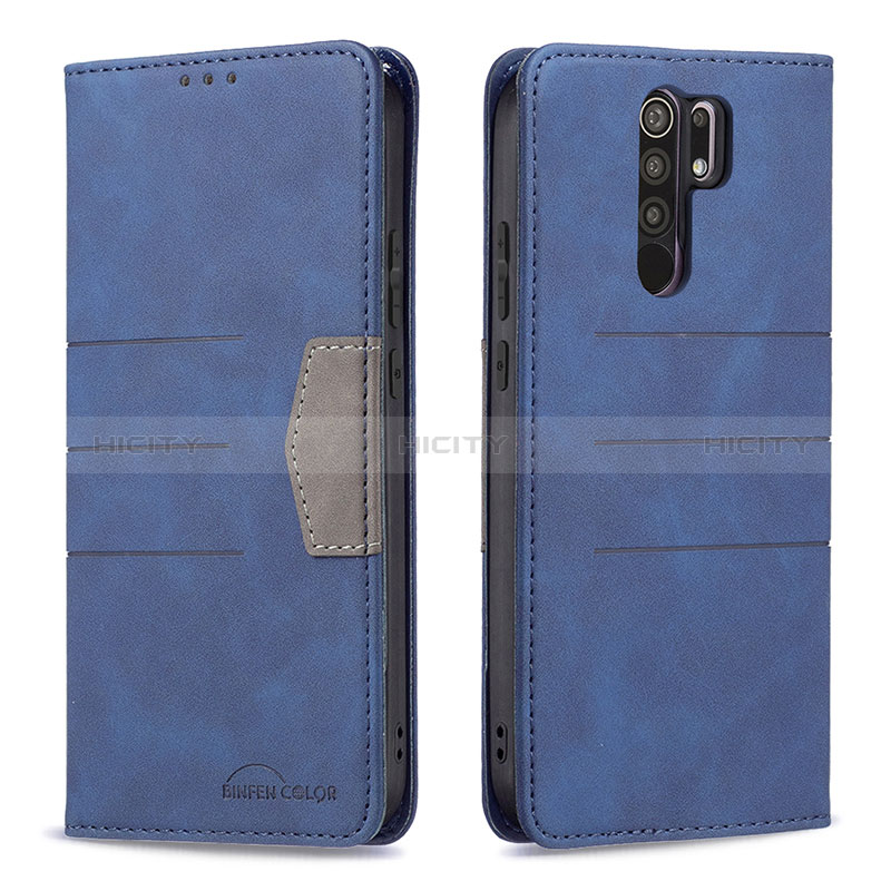 Handytasche Stand Schutzhülle Flip Leder Hülle B02F für Xiaomi Redmi 9 Blau