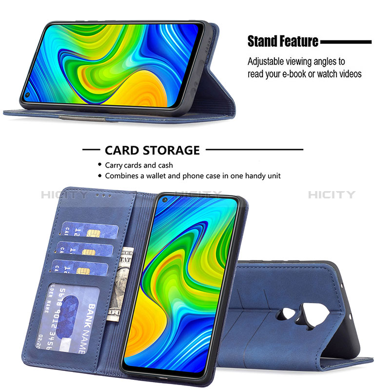 Handytasche Stand Schutzhülle Flip Leder Hülle B02F für Xiaomi Redmi Note 9 groß