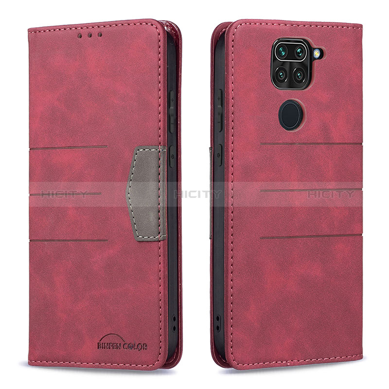 Handytasche Stand Schutzhülle Flip Leder Hülle B02F für Xiaomi Redmi Note 9 Rot Plus