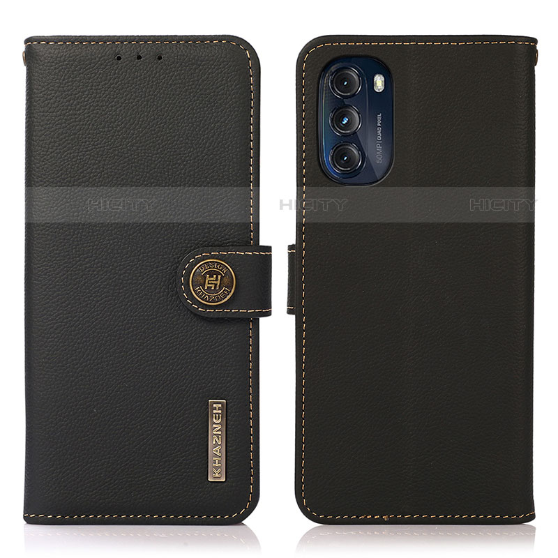 Handytasche Stand Schutzhülle Flip Leder Hülle B02H für Motorola Moto G 5G (2022) Schwarz