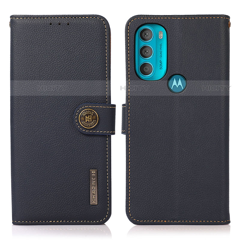 Handytasche Stand Schutzhülle Flip Leder Hülle B02H für Motorola Moto G71 5G Blau