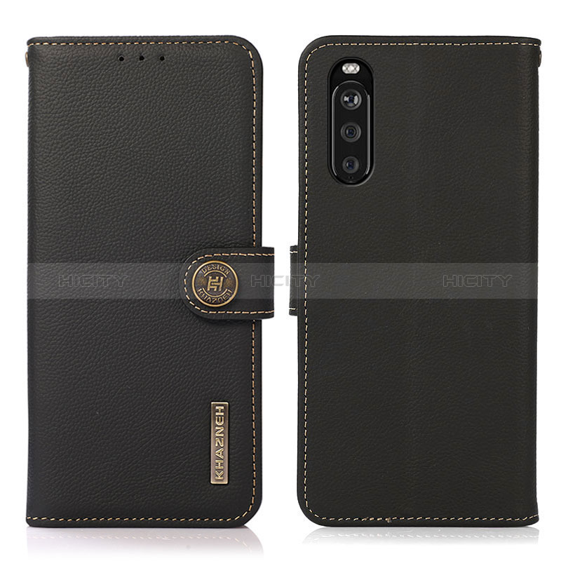 Handytasche Stand Schutzhülle Flip Leder Hülle B02H für Sony Xperia 10 III Schwarz