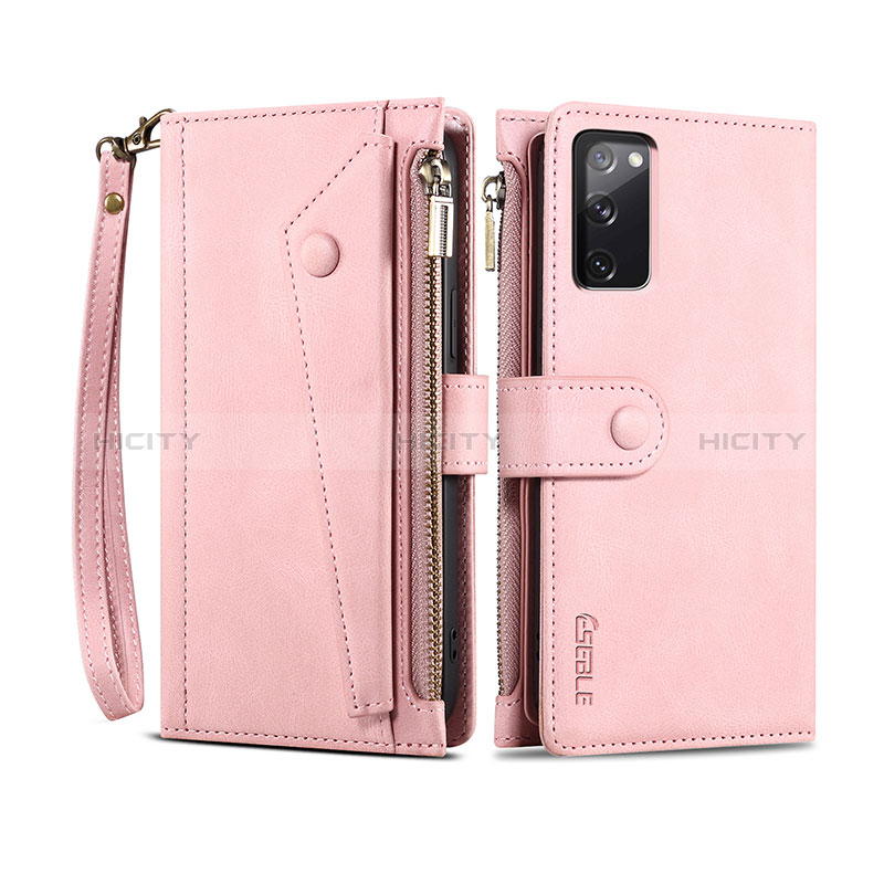 Handytasche Stand Schutzhülle Flip Leder Hülle B02S für Samsung Galaxy S20 FE (2022) 5G Rosegold Plus