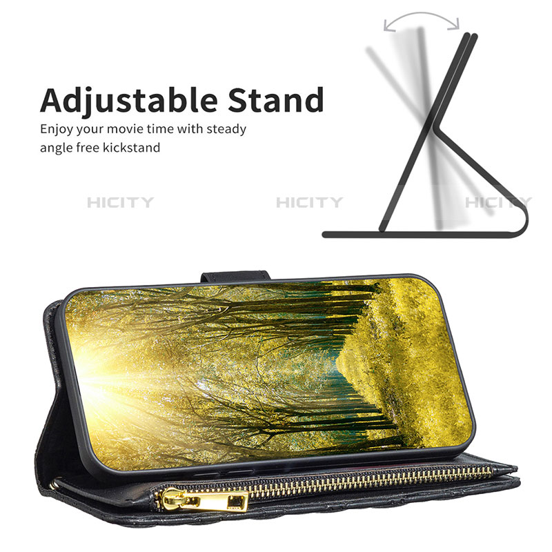 Handytasche Stand Schutzhülle Flip Leder Hülle B03F für Motorola Moto E20 groß