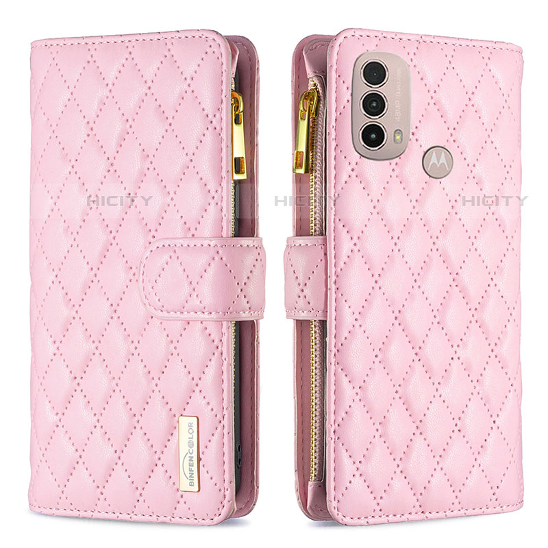 Handytasche Stand Schutzhülle Flip Leder Hülle B03F für Motorola Moto E20 Rosa