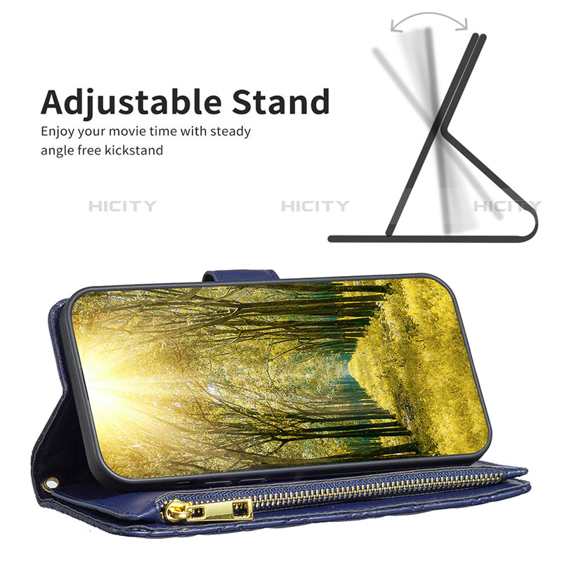 Handytasche Stand Schutzhülle Flip Leder Hülle B03F für Motorola Moto E32s