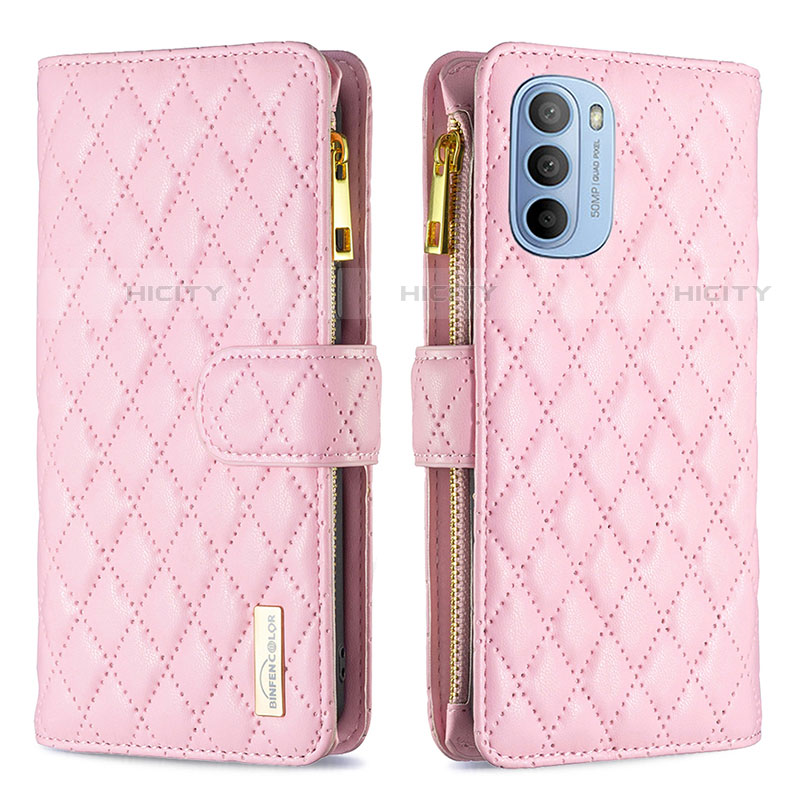 Handytasche Stand Schutzhülle Flip Leder Hülle B03F für Motorola Moto G31 Rosa