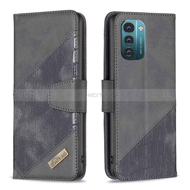 Handytasche Stand Schutzhülle Flip Leder Hülle B03F für Nokia G11 Schwarz