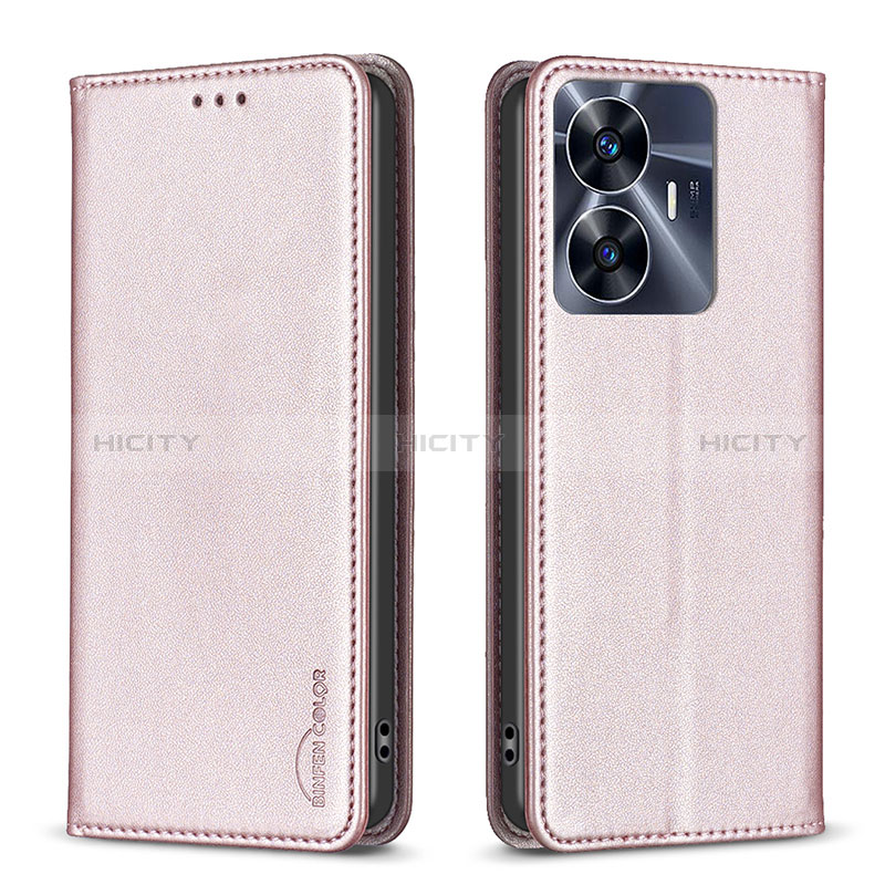 Handytasche Stand Schutzhülle Flip Leder Hülle B03F für Realme C55 Rosegold Plus