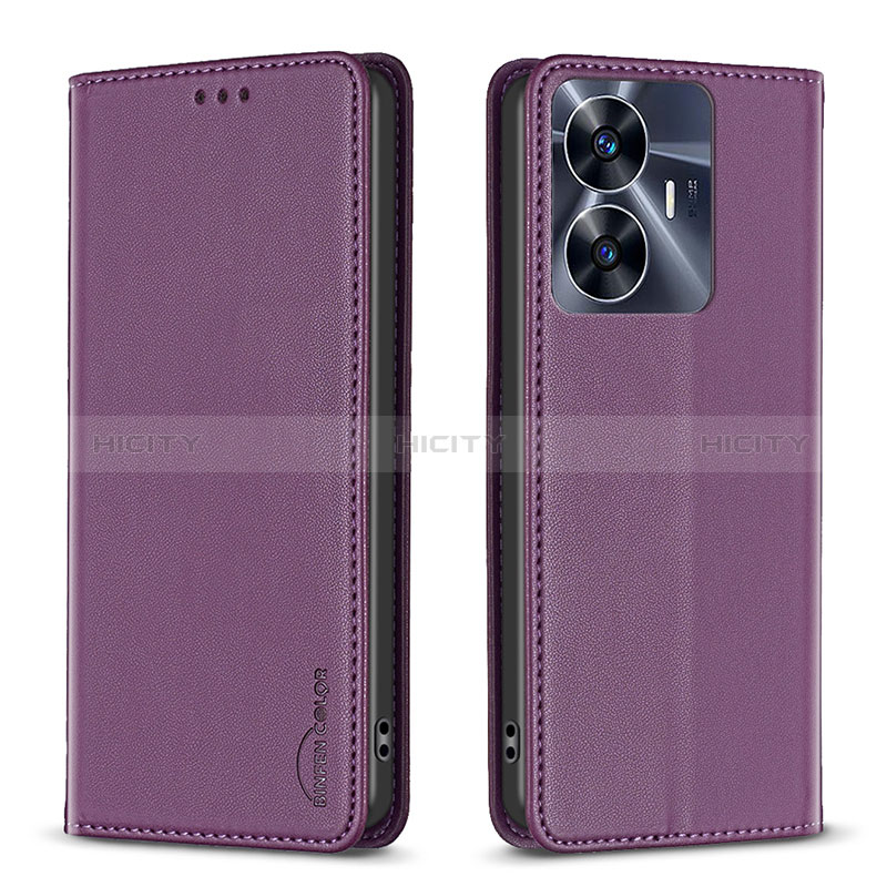 Handytasche Stand Schutzhülle Flip Leder Hülle B03F für Realme C55 Violett Plus