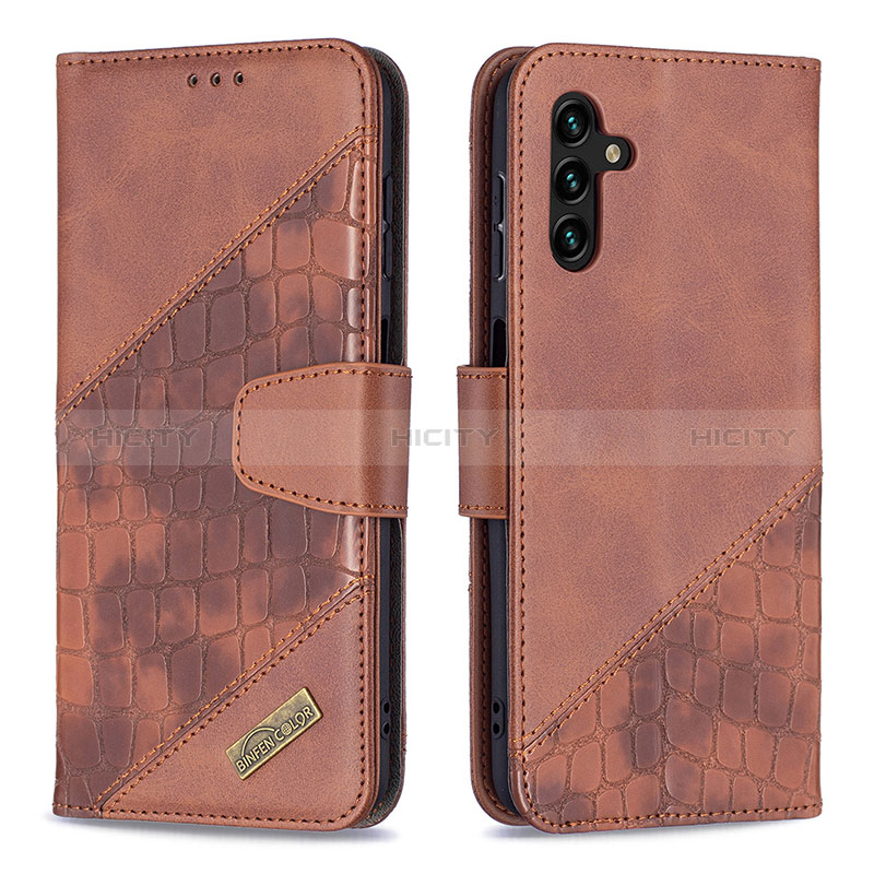 Handytasche Stand Schutzhülle Flip Leder Hülle B03F für Samsung Galaxy A04s Braun Plus