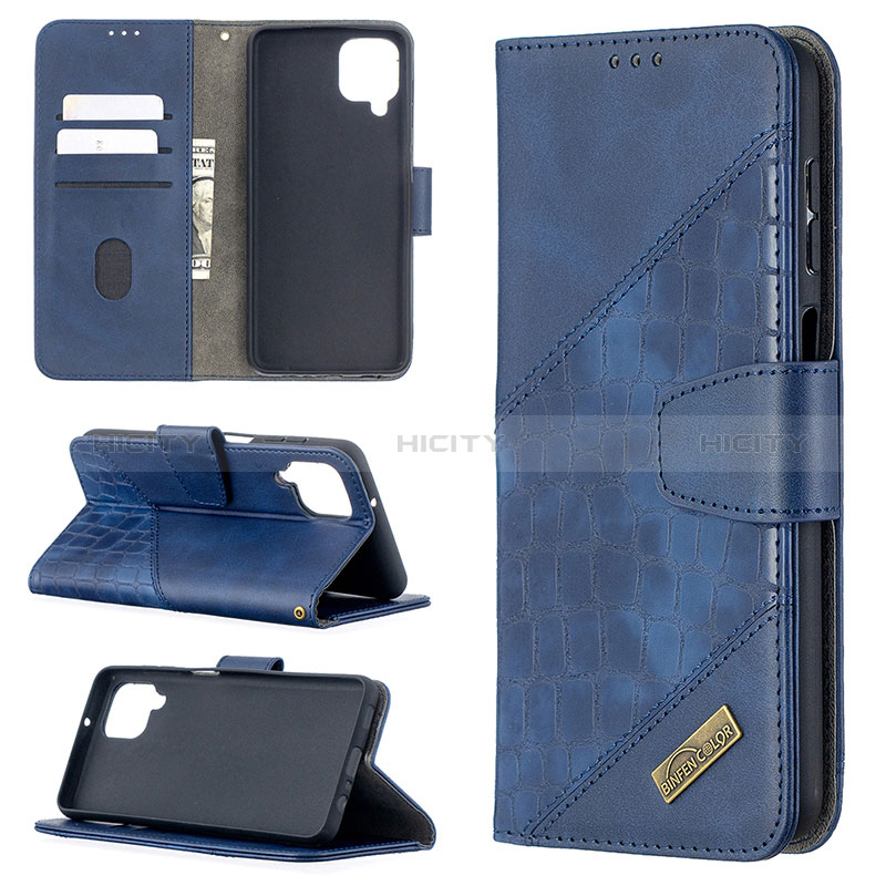 Handytasche Stand Schutzhülle Flip Leder Hülle B03F für Samsung Galaxy A12 5G groß