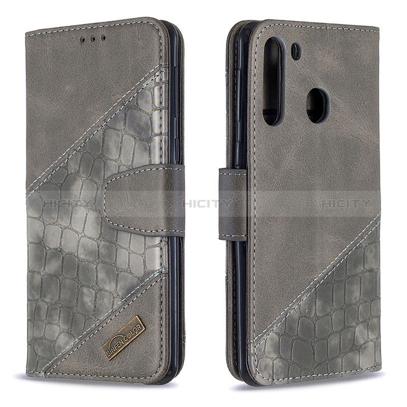 Handytasche Stand Schutzhülle Flip Leder Hülle B03F für Samsung Galaxy A21 groß