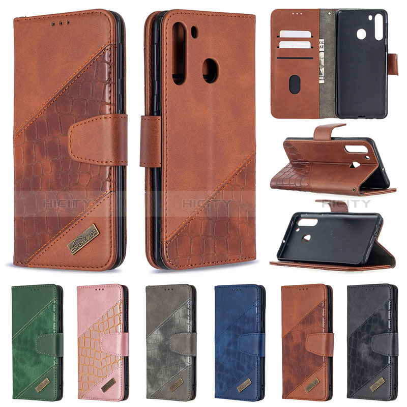 Handytasche Stand Schutzhülle Flip Leder Hülle B03F für Samsung Galaxy A21 groß