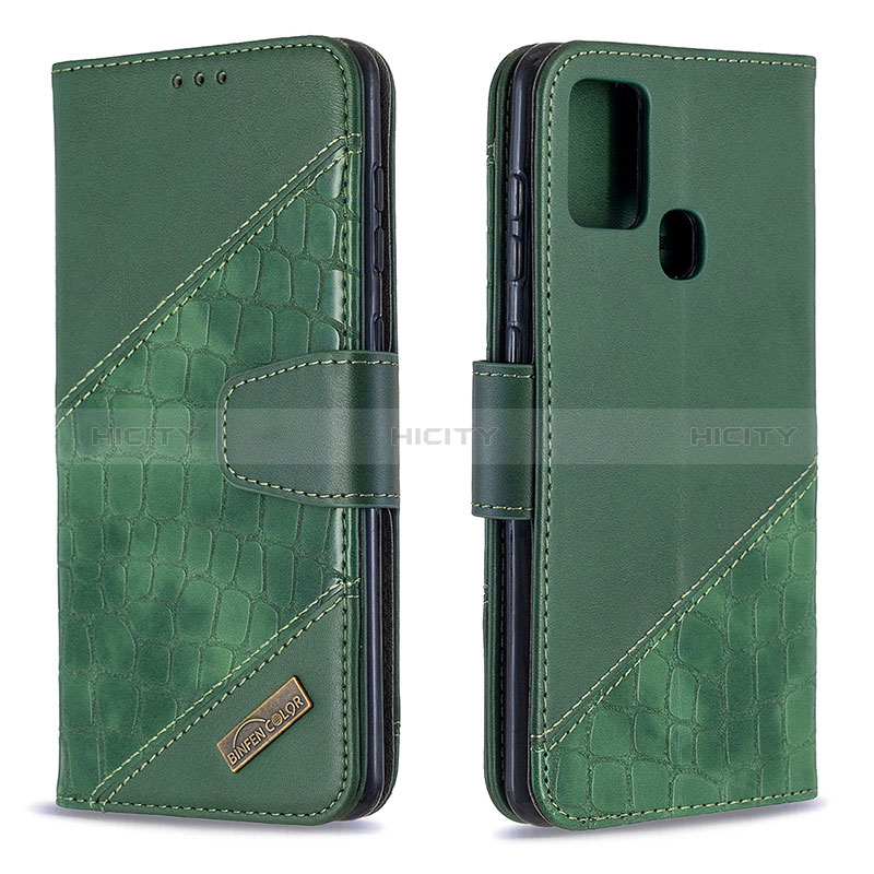 Handytasche Stand Schutzhülle Flip Leder Hülle B03F für Samsung Galaxy A21s Grün