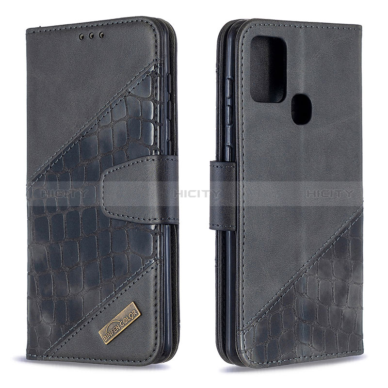 Handytasche Stand Schutzhülle Flip Leder Hülle B03F für Samsung Galaxy A21s Schwarz Plus