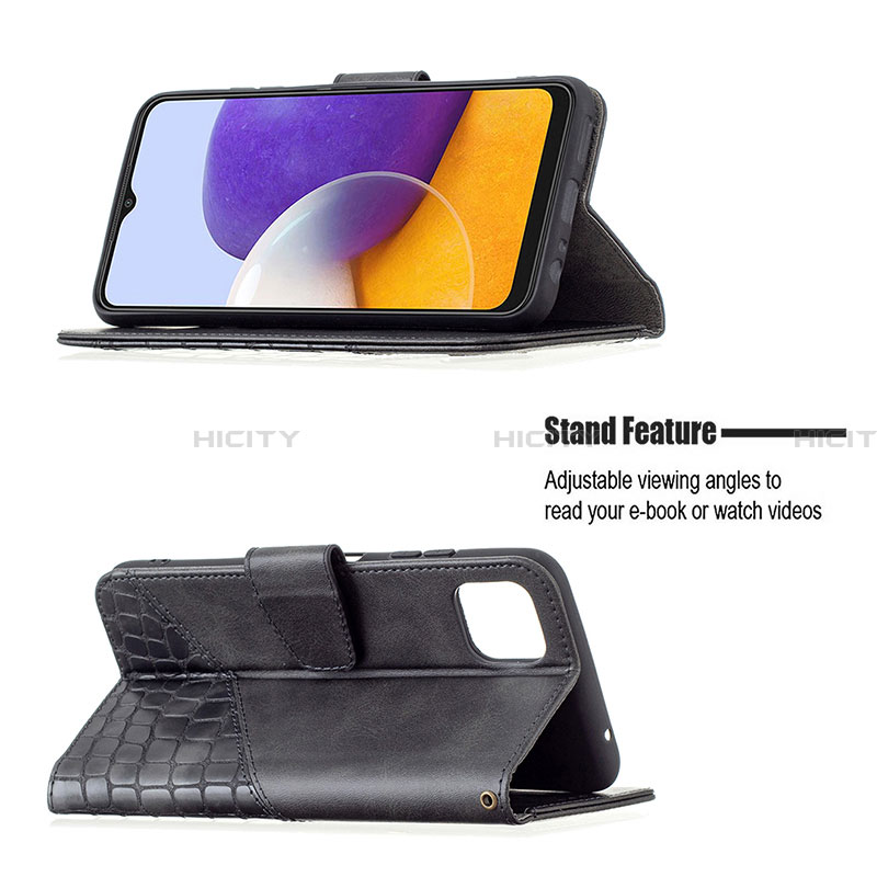 Handytasche Stand Schutzhülle Flip Leder Hülle B03F für Samsung Galaxy A22 5G groß