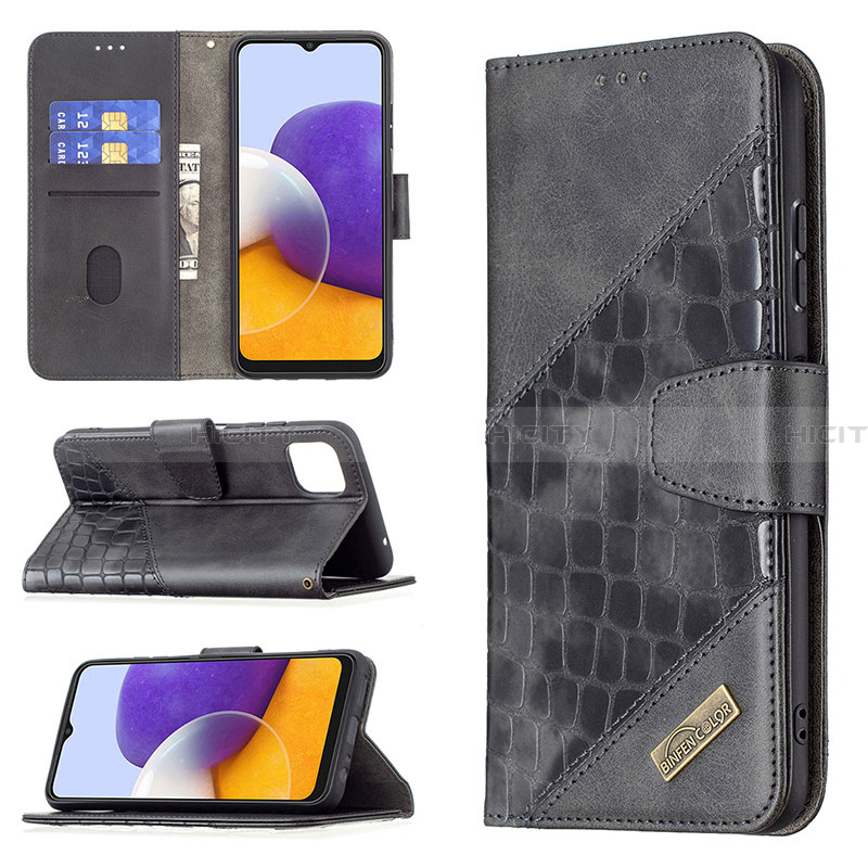 Handytasche Stand Schutzhülle Flip Leder Hülle B03F für Samsung Galaxy A22 5G groß