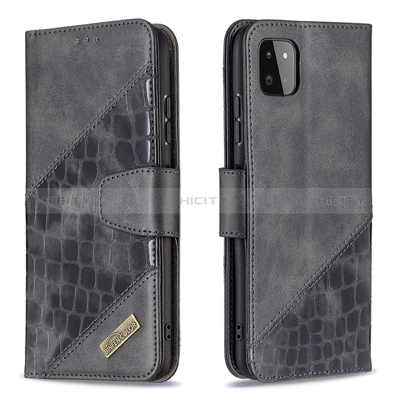 Handytasche Stand Schutzhülle Flip Leder Hülle B03F für Samsung Galaxy A22s 5G Schwarz Plus