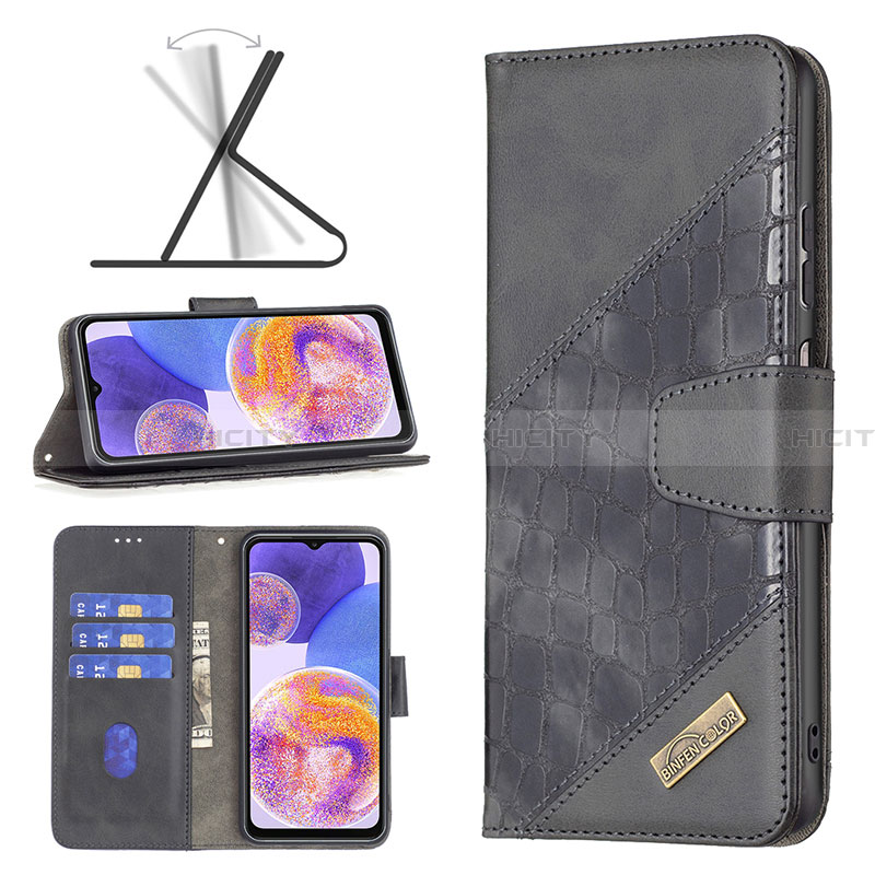 Handytasche Stand Schutzhülle Flip Leder Hülle B03F für Samsung Galaxy A23 4G groß