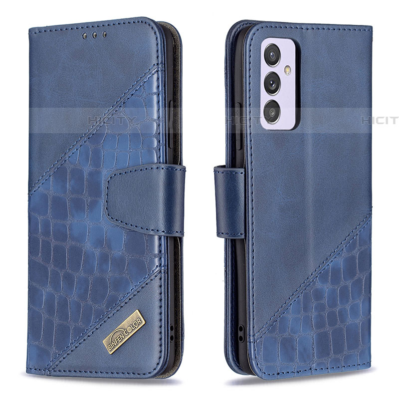 Handytasche Stand Schutzhülle Flip Leder Hülle B03F für Samsung Galaxy A24 4G Blau