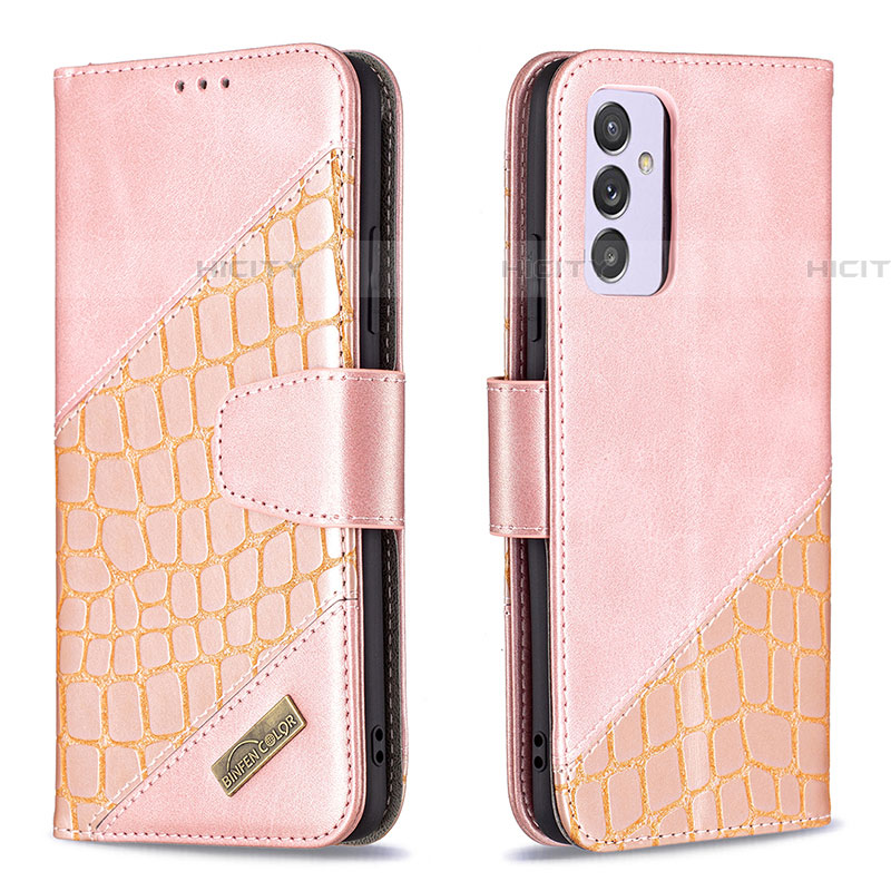 Handytasche Stand Schutzhülle Flip Leder Hülle B03F für Samsung Galaxy A24 4G Rosegold