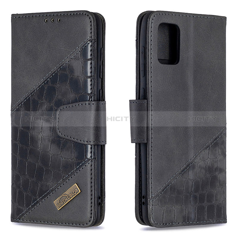 Handytasche Stand Schutzhülle Flip Leder Hülle B03F für Samsung Galaxy A31 Schwarz