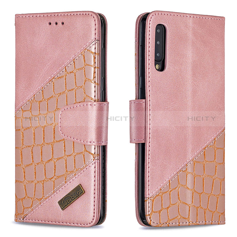 Handytasche Stand Schutzhülle Flip Leder Hülle B03F für Samsung Galaxy A50 Rosegold