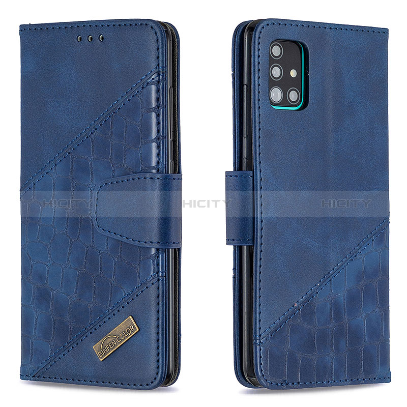 Handytasche Stand Schutzhülle Flip Leder Hülle B03F für Samsung Galaxy A51 5G Blau