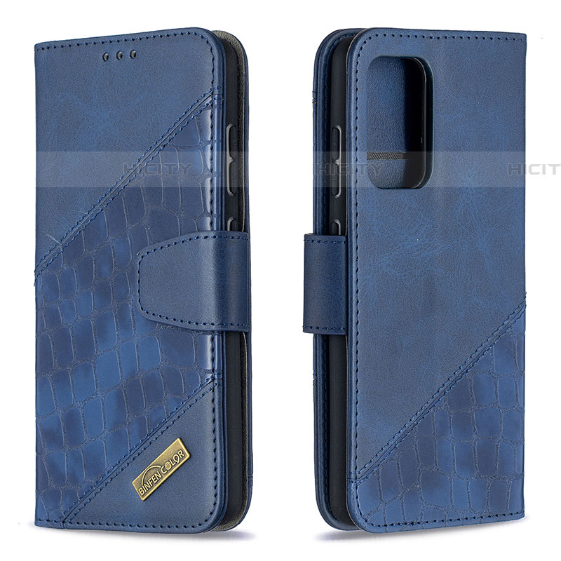 Handytasche Stand Schutzhülle Flip Leder Hülle B03F für Samsung Galaxy A52 4G Blau Plus