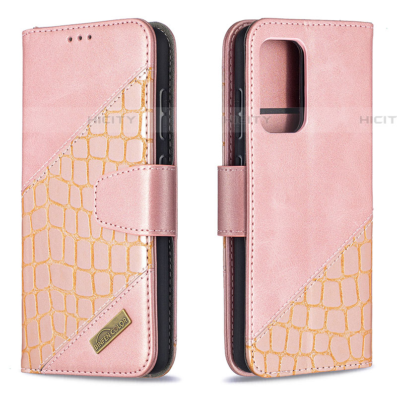 Handytasche Stand Schutzhülle Flip Leder Hülle B03F für Samsung Galaxy A52 5G Rosegold