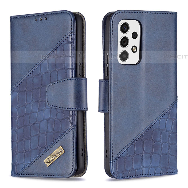 Handytasche Stand Schutzhülle Flip Leder Hülle B03F für Samsung Galaxy A53 5G Blau