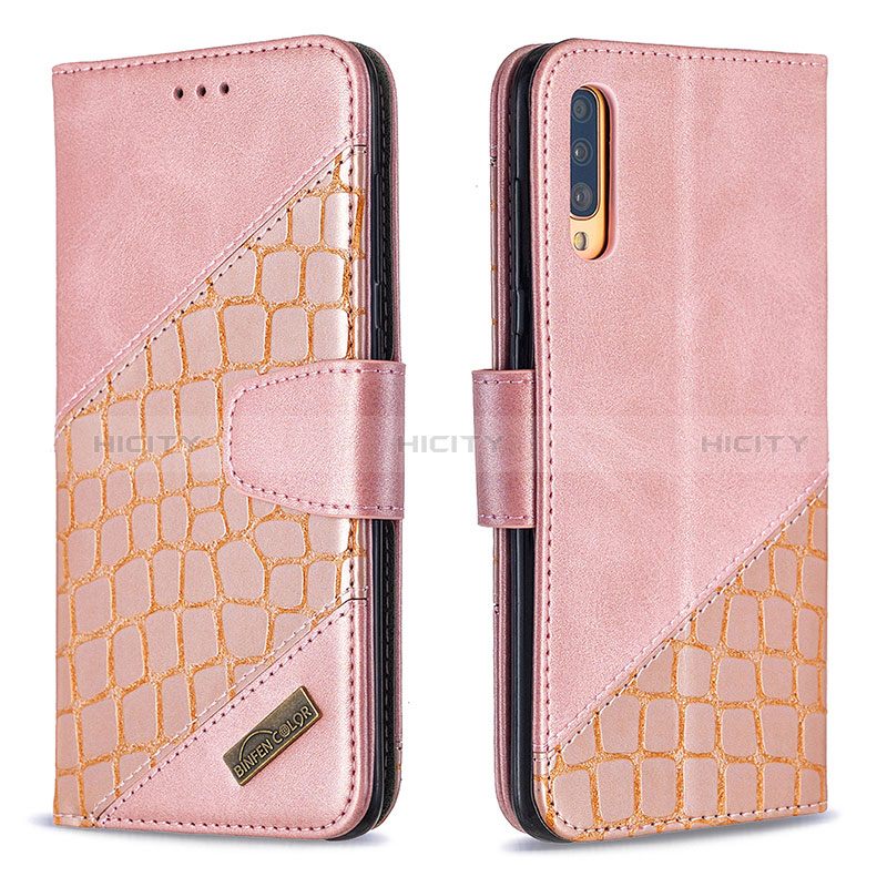 Handytasche Stand Schutzhülle Flip Leder Hülle B03F für Samsung Galaxy A70S Rosegold Plus