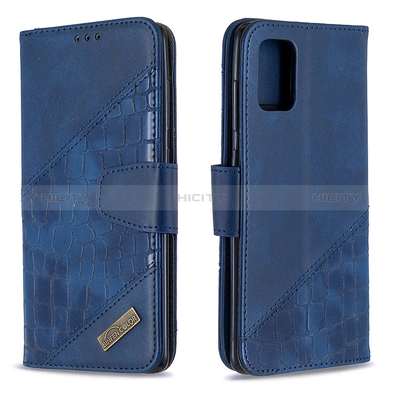 Handytasche Stand Schutzhülle Flip Leder Hülle B03F für Samsung Galaxy A71 4G A715 Blau Plus