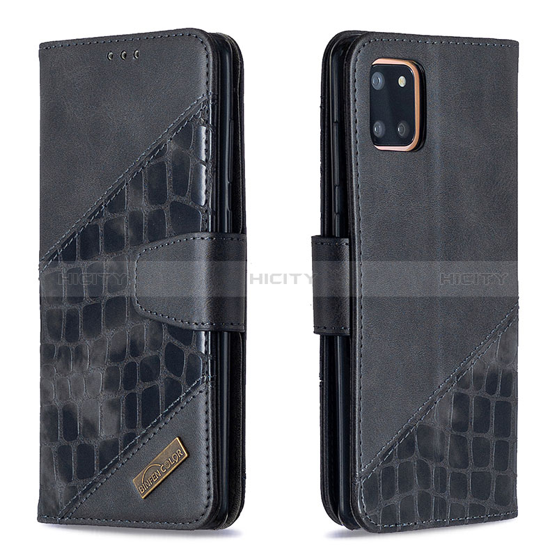 Handytasche Stand Schutzhülle Flip Leder Hülle B03F für Samsung Galaxy A81 Schwarz