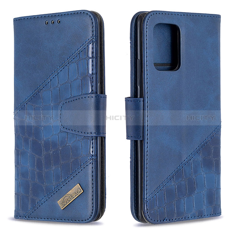 Handytasche Stand Schutzhülle Flip Leder Hülle B03F für Samsung Galaxy A91 Blau