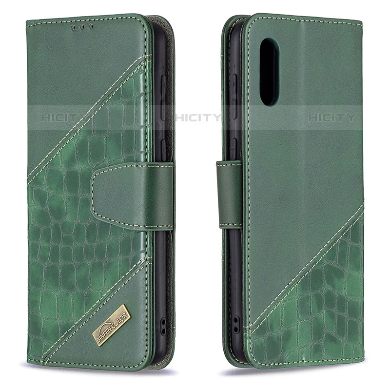 Handytasche Stand Schutzhülle Flip Leder Hülle B03F für Samsung Galaxy M02 Grün