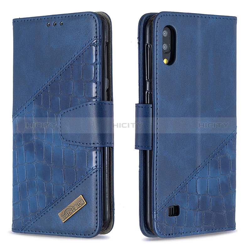 Handytasche Stand Schutzhülle Flip Leder Hülle B03F für Samsung Galaxy M10 Blau Plus